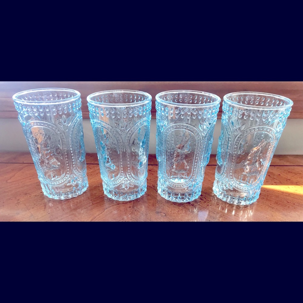 EASTER BUNNY RABBIT KNOBBY HOBNAIL DRINK Glassware GLASSES Tumbler BLUE NEW 16oz